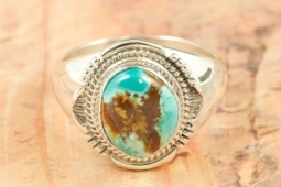 Genuine Royston Turquoise Sterling Silver Mens Ring